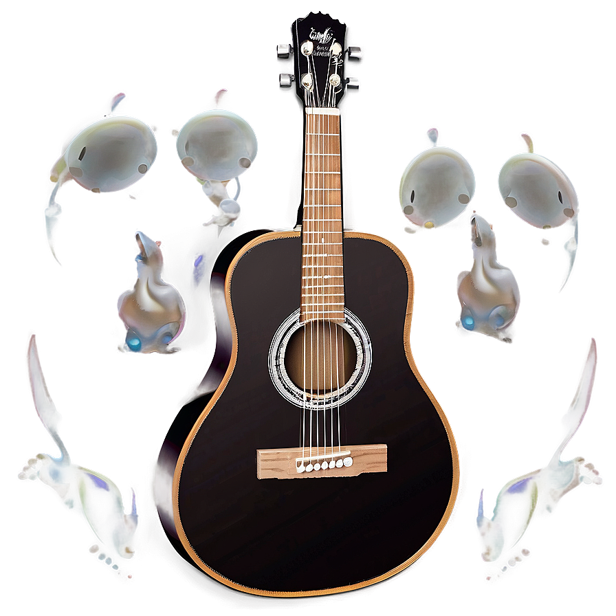 Acoustic Guitar With Cat Png 06122024 PNG Image