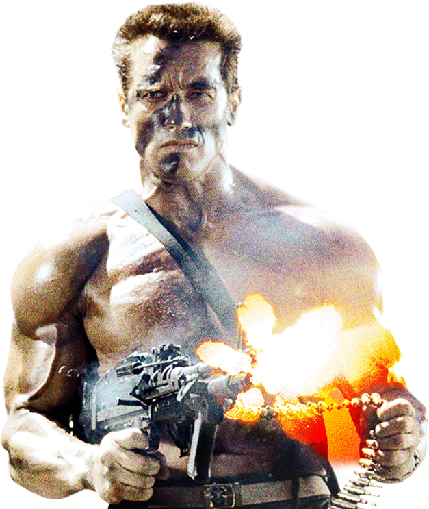 Action_ Hero_ Firing_ Minigun PNG Image