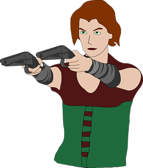 Action Heroine Dual Wielding Guns PNG Image