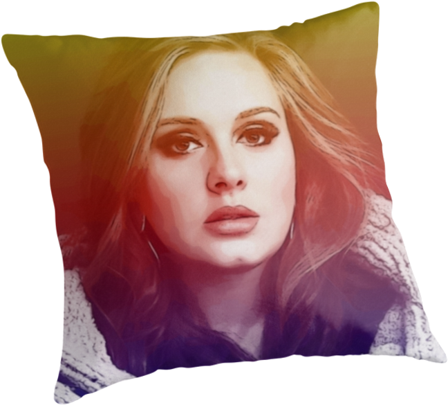 Adele Portraiton Pillow PNG Image