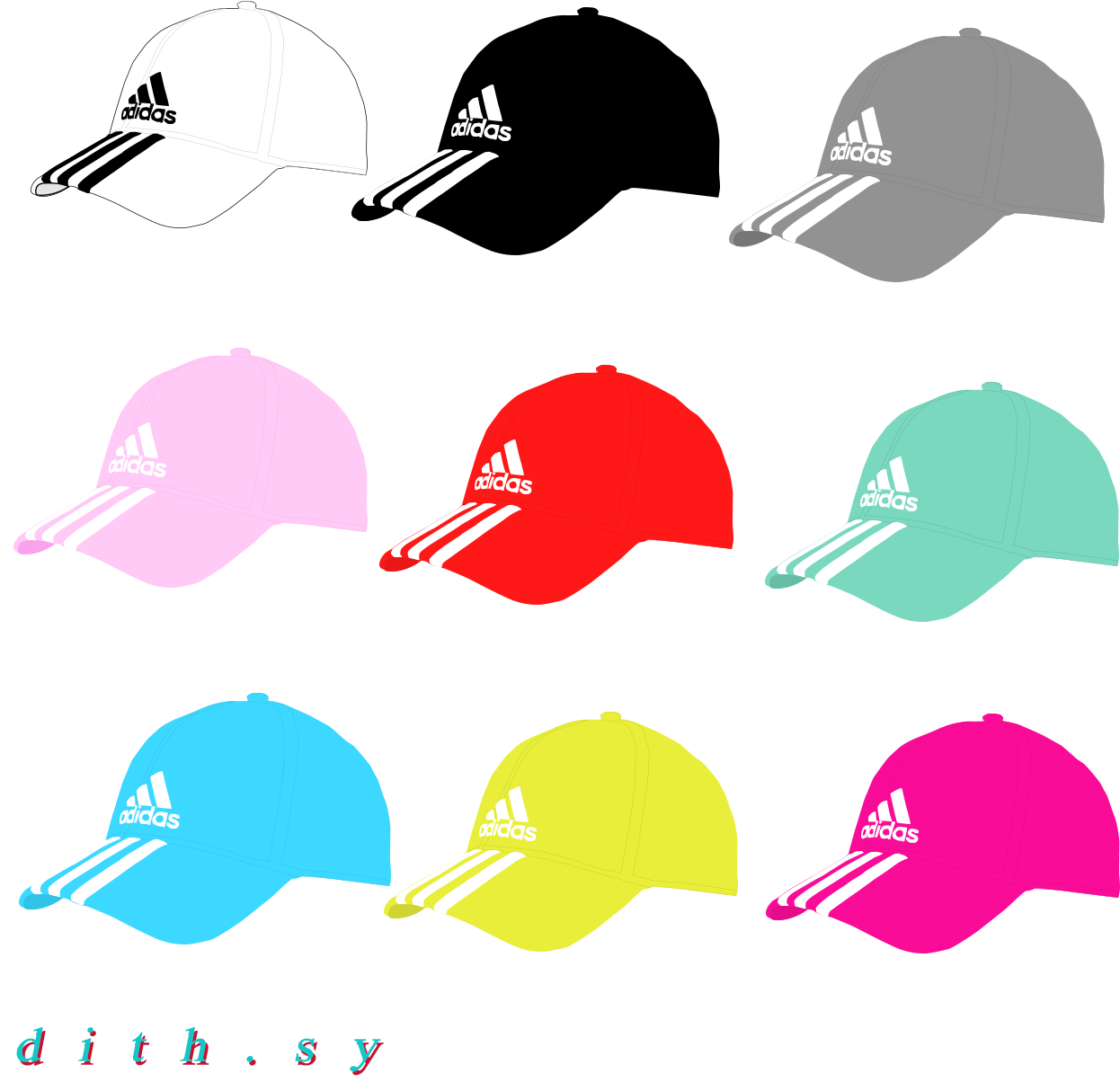 Adidas Caps Color Variety PNG Image