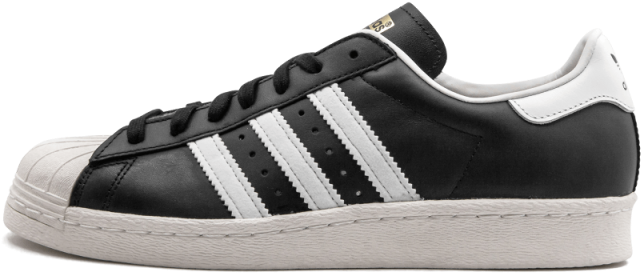 Adidas Classic Black White Sneaker Side View PNG Image