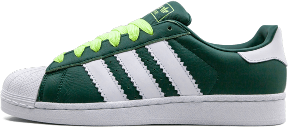 Adidas Green Sneakerwith Neon Laces PNG Image