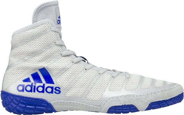 Adidas High Top Wrestling Shoe White Blue PNG Image