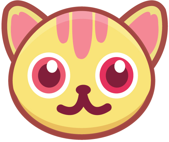 Adorable Cartoon Cat Face PNG Image