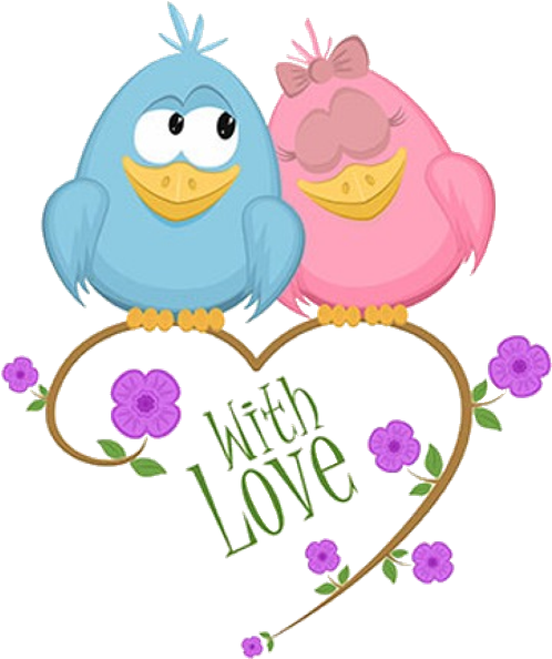 Adorable Cartoon Love Birds PNG Image