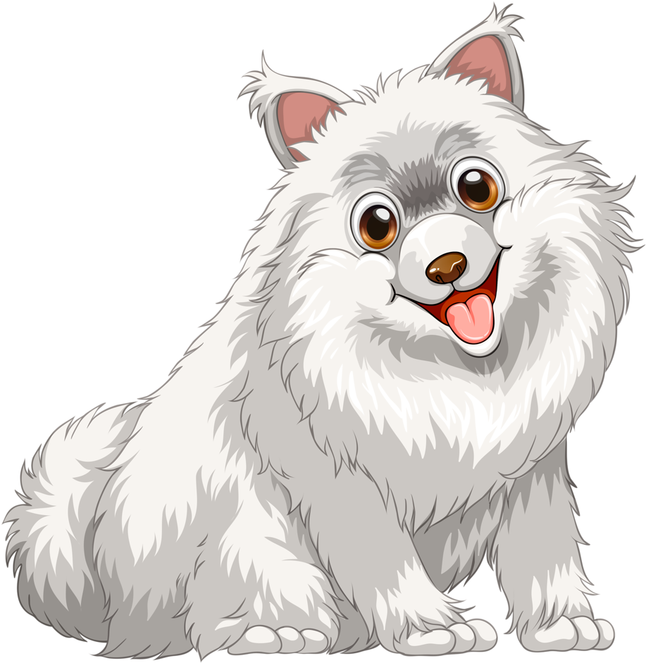 Adorable Cartoon Samoyed Dog PNG Image