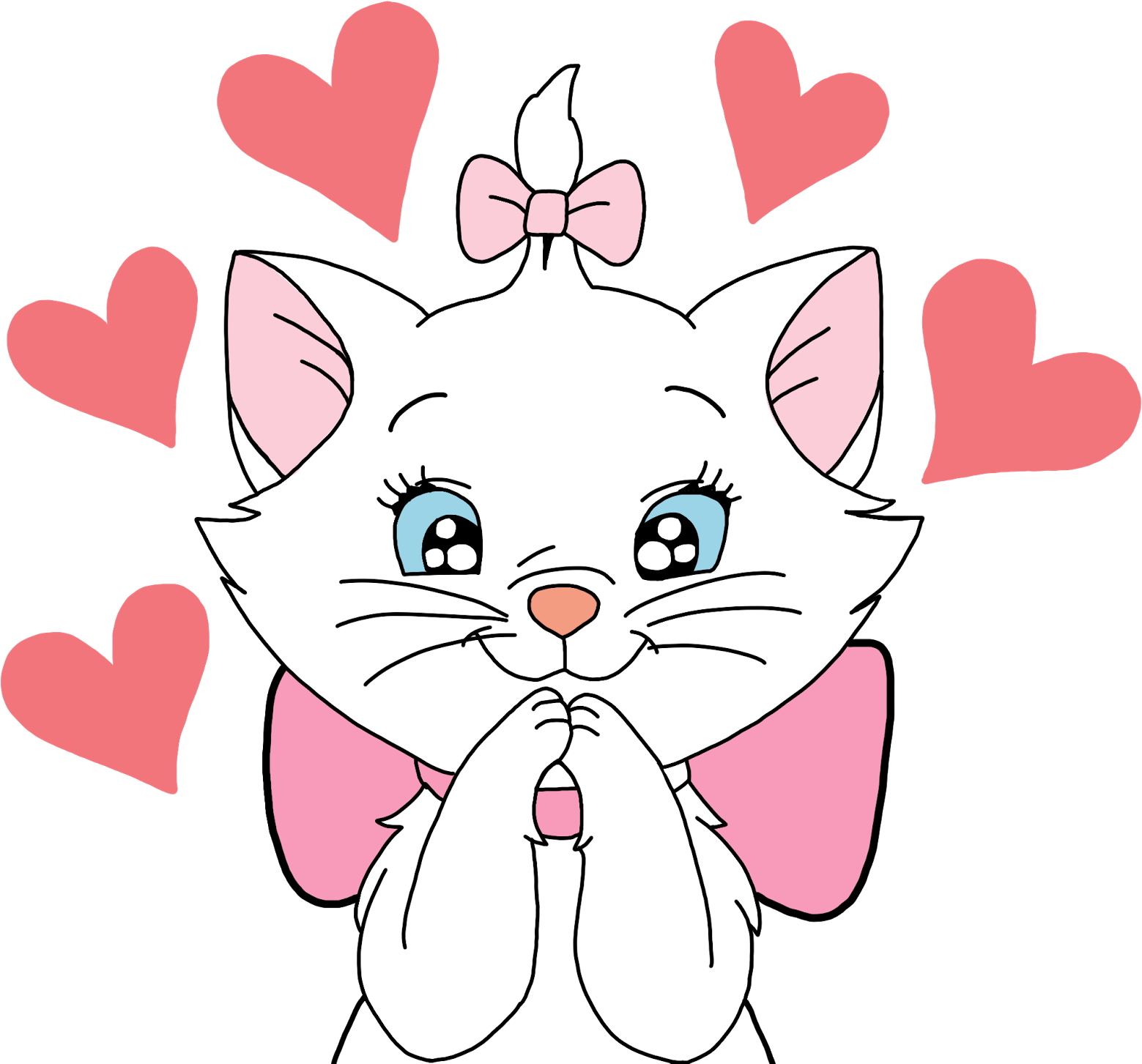 Adorable Marie Cat With Hearts PNG Image