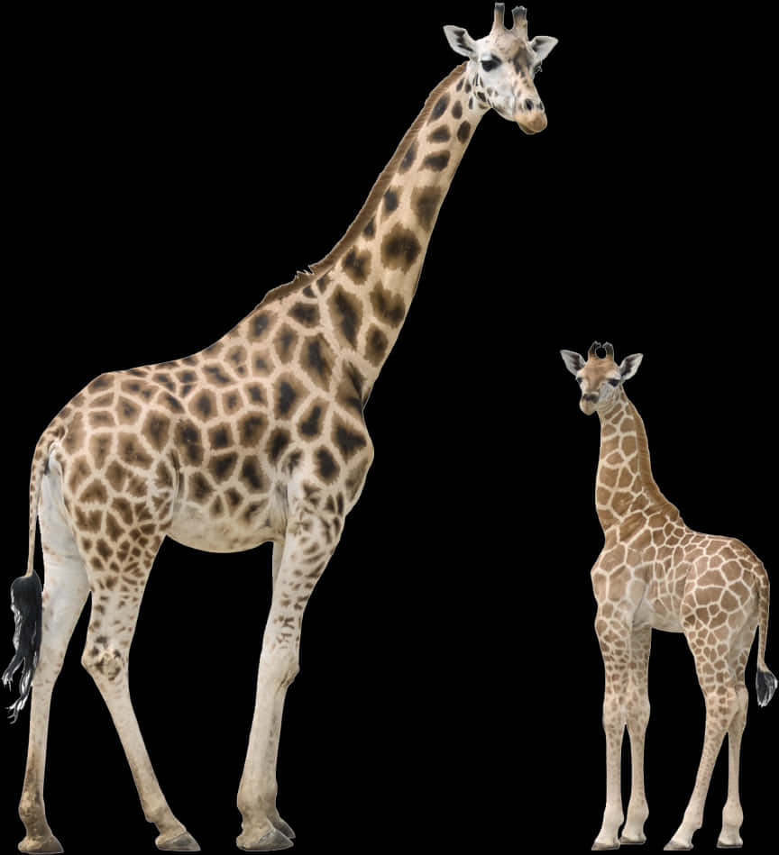 Adultand Baby Giraffe Together PNG Image