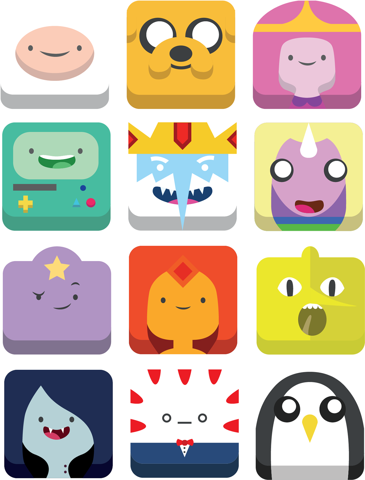 Adventure Time Characters Icons PNG Image