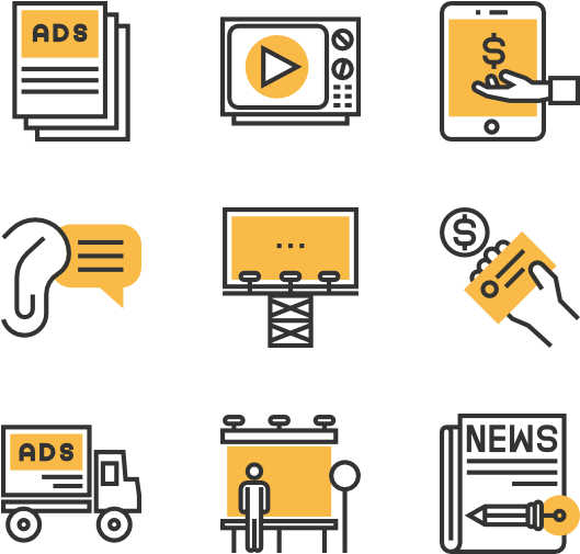 Advertising Platforms Icons Set PNG Image