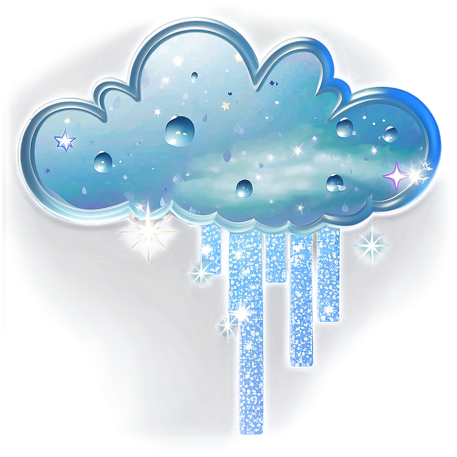 Aesthetic Cloud With Glitter Stars Png Qiy PNG Image