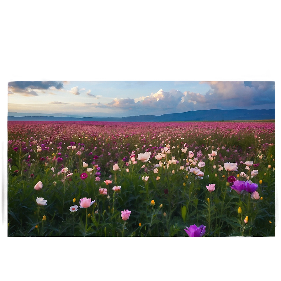 Aesthetic Flower Field Serenity Png Qem78 PNG Image