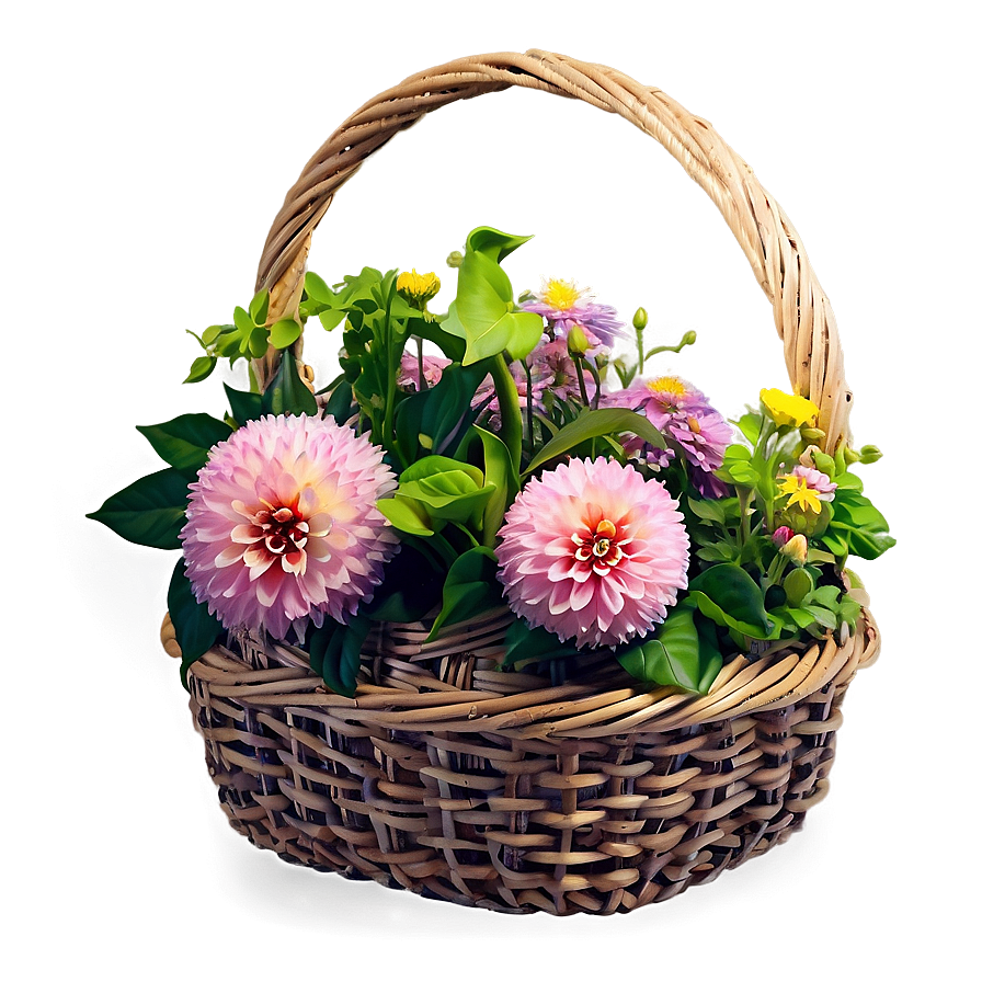 Aesthetic Flowers In Basket Png Pax PNG Image