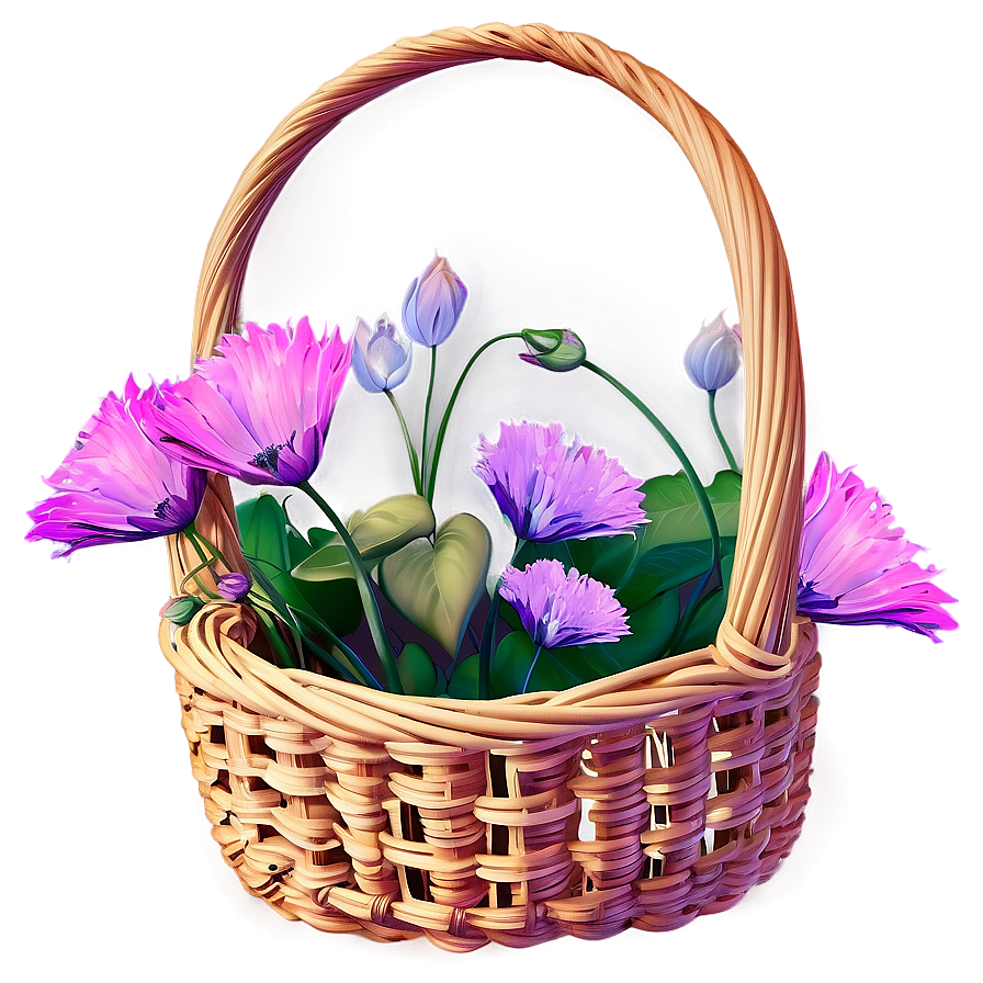 Aesthetic Flowers In Basket Png Qxt80 PNG Image