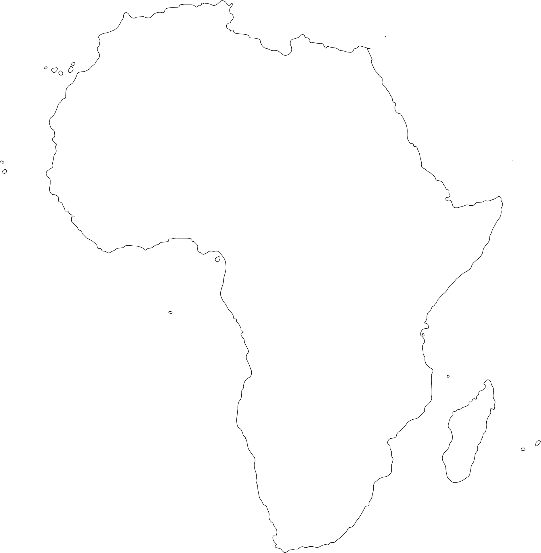 Africa Contour Outline Map PNG Image