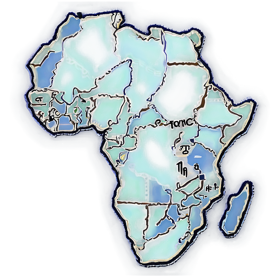 Africa Map Outline With Safari Theme Png Vrt PNG Image