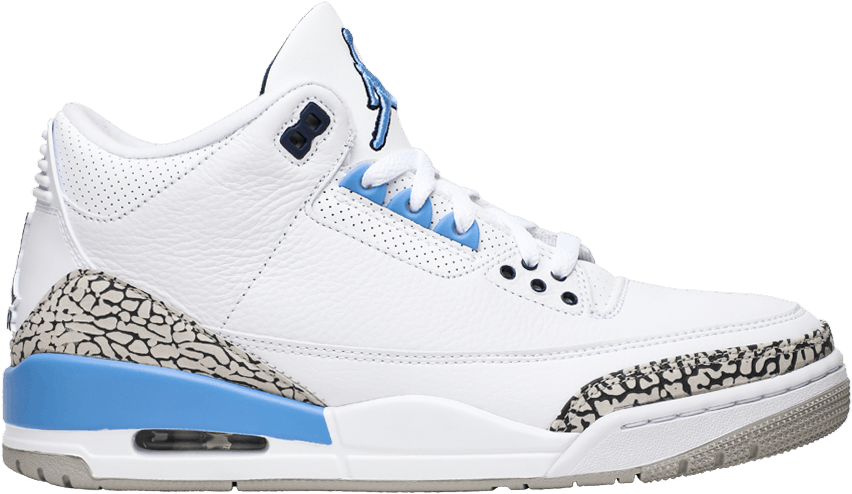 Air Jordan3 Retro White Blue PNG Image