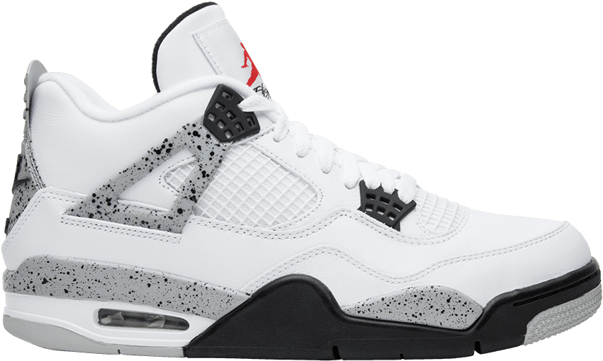 Air Jordan4 White Cement Sneaker PNG Image