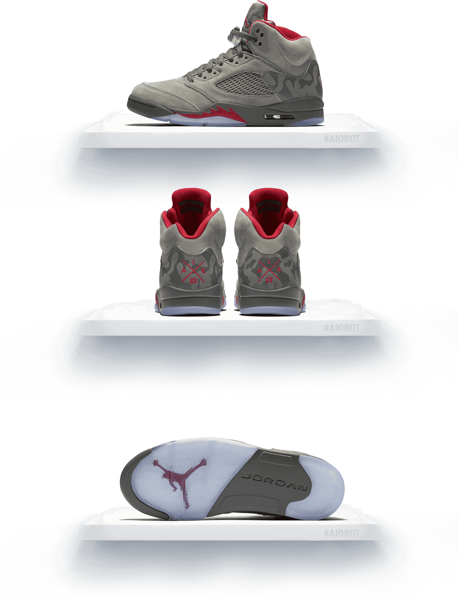 Air Jordan5 Retro Sneakers Display PNG Image