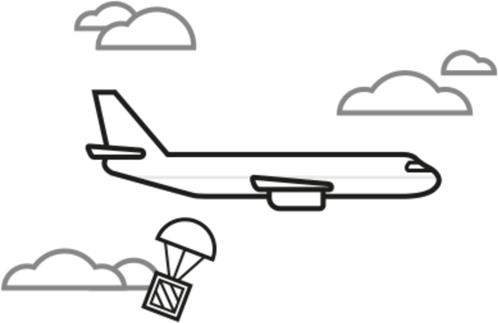 Airplane Cargo Drop Cloudy Sky PNG Image