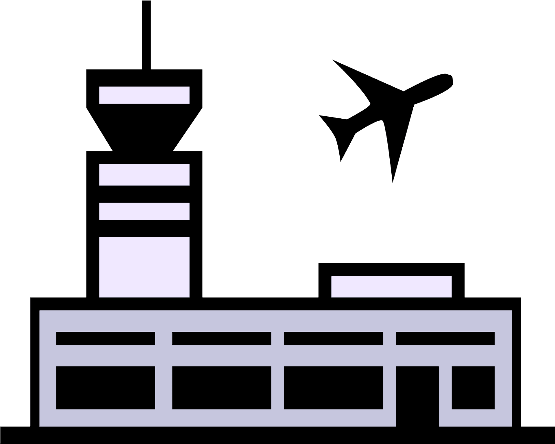 Airport Control Towerand Airplane Icon PNG Image