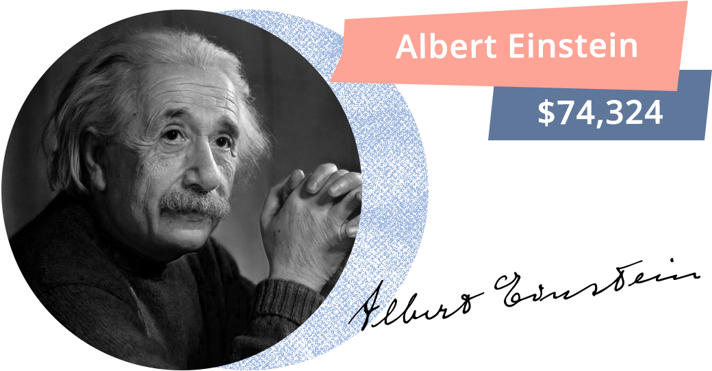 Albert Einstein Portrait Price Tag PNG Image