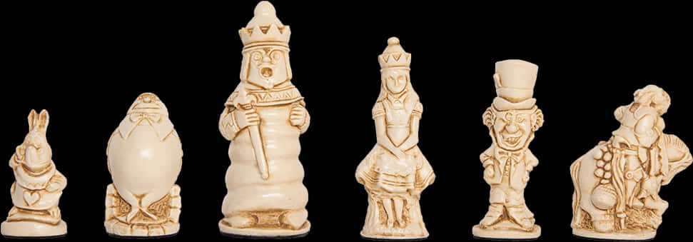 Alice In Wonderland Chess Pieces PNG Image