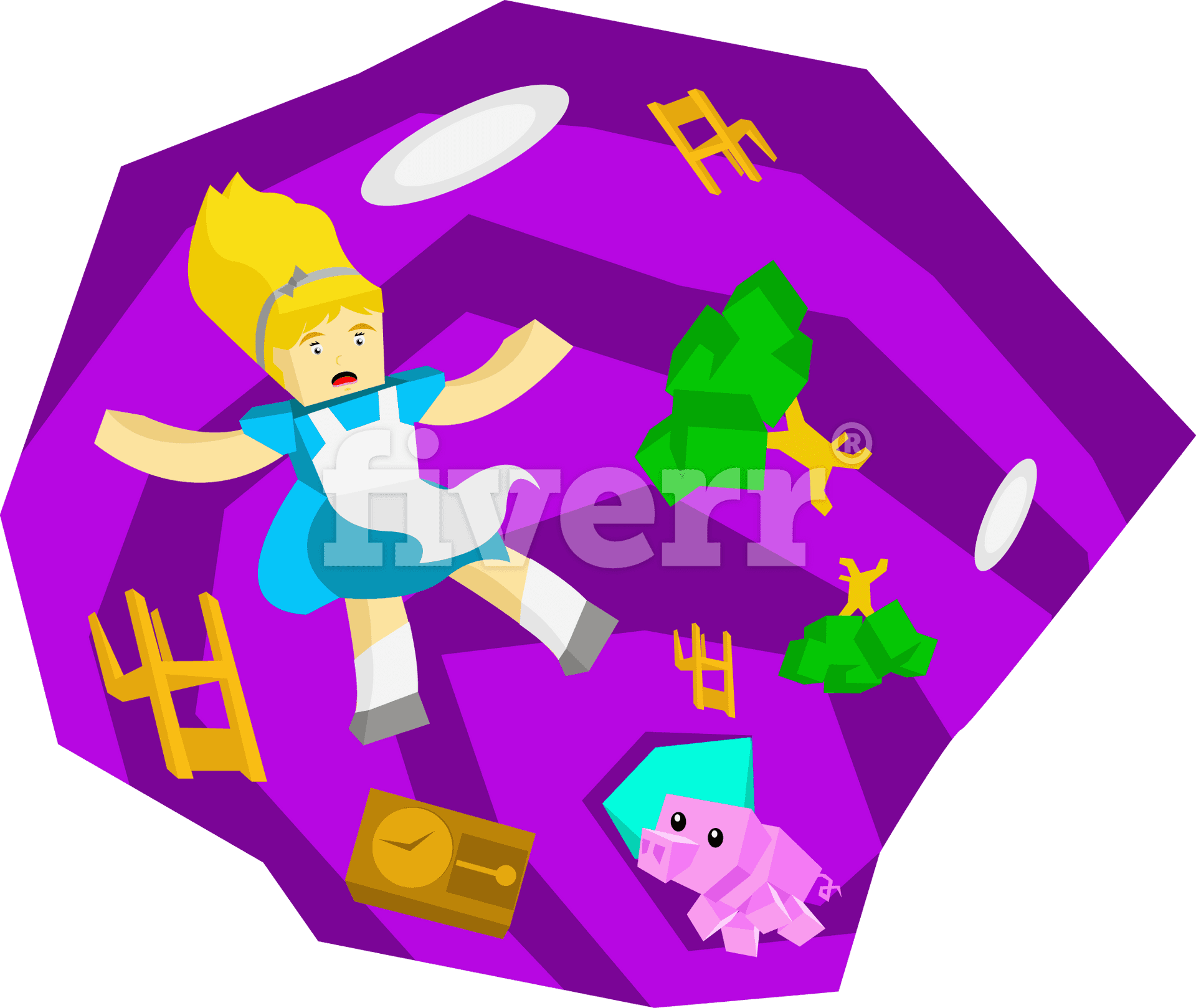 Alicein Wonderland Falling Scene PNG Image