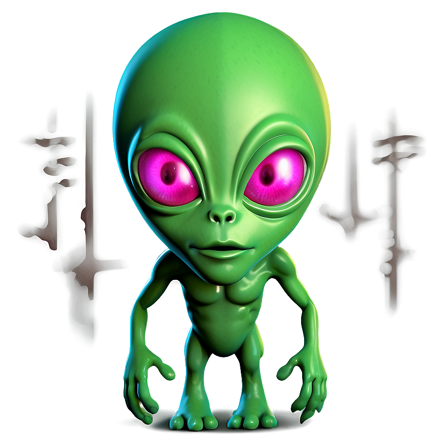 Alien Cartoon With Ufo Png Qgt74 PNG Image