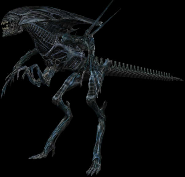 Alien Creature Dark Background PNG Image