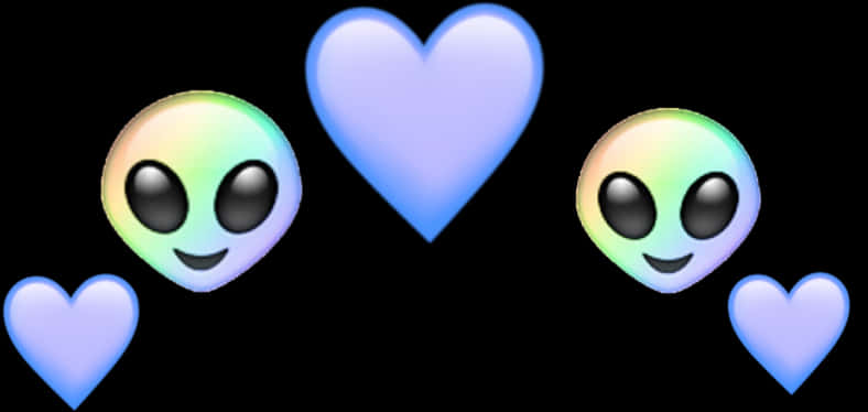 Alien Emoji Love Pattern PNG Image