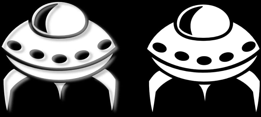 Alien Spaceship Icons Blackand White PNG Image