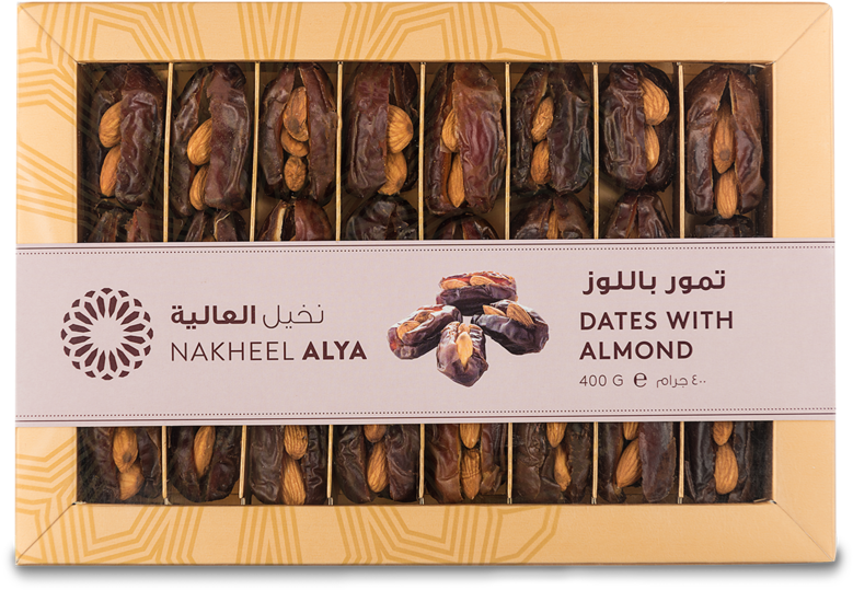 Almond Stuffed Dates Packaging PNG Image