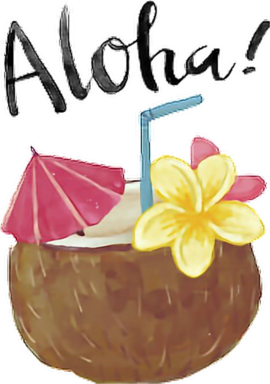 Aloha Tropical Drinkwith Hawaiian Flower PNG Image