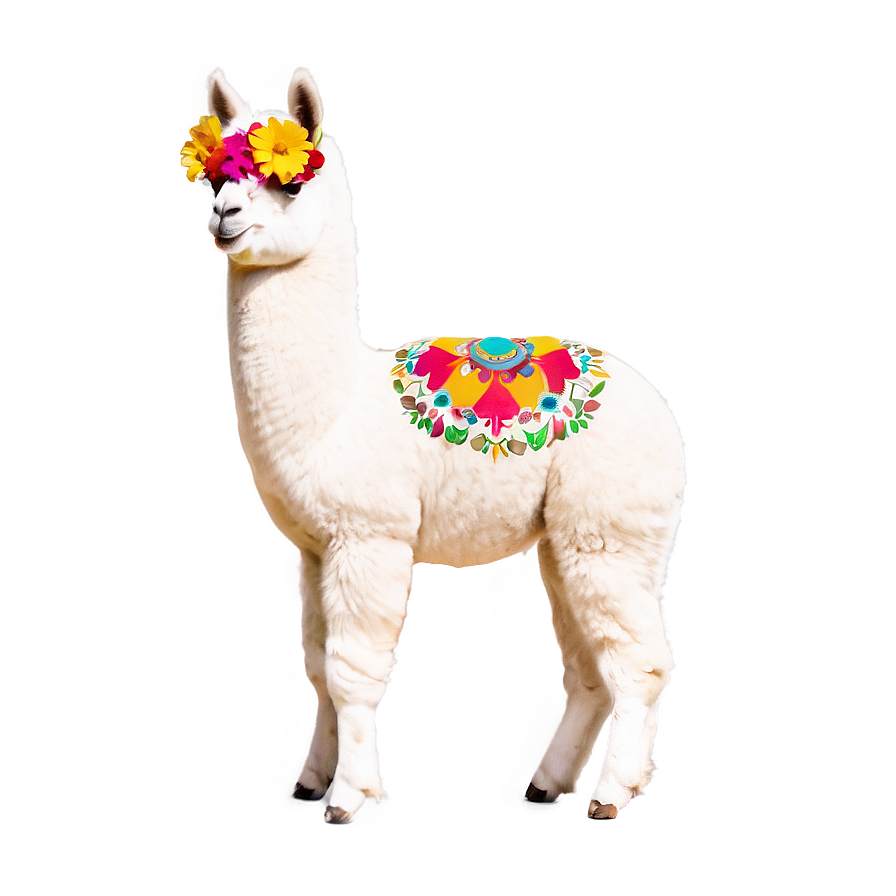 Alpaca With Flowers Png Wnh17 PNG Image