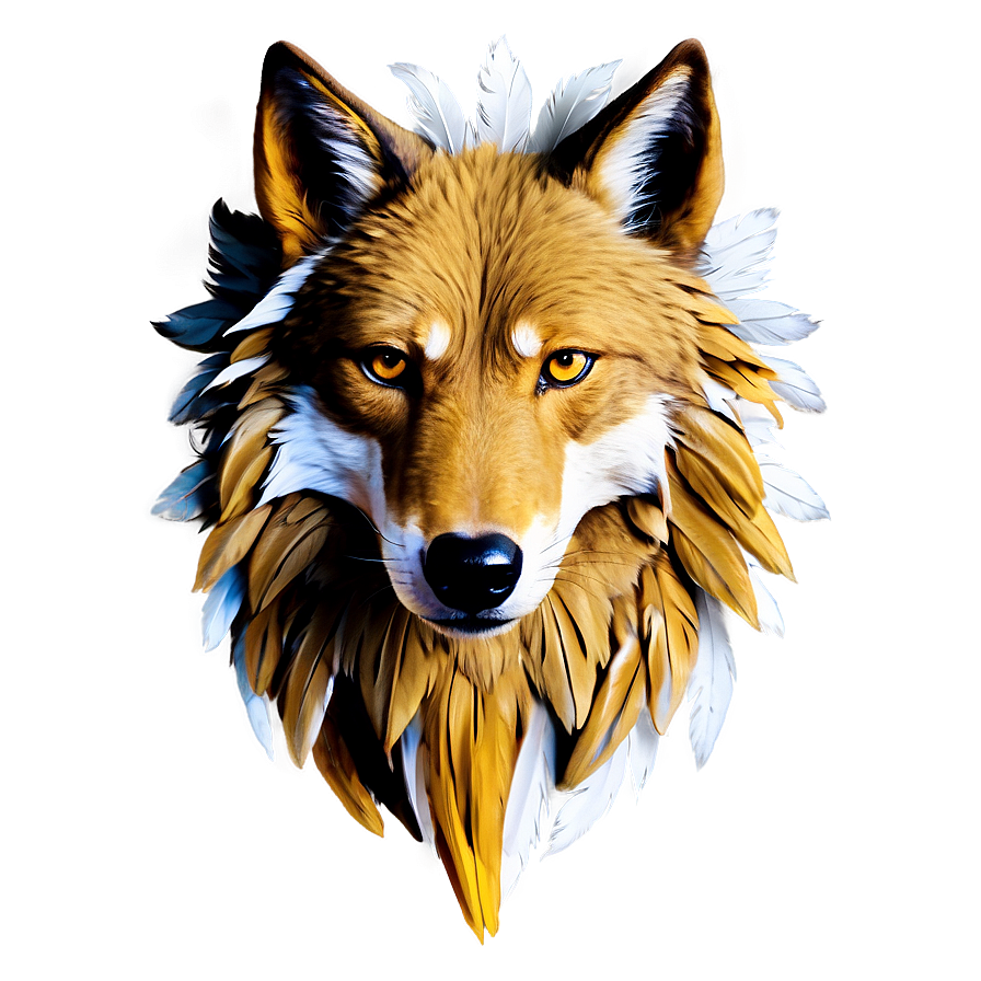 Alpha Wolf With Feathers Png Vgj PNG Image