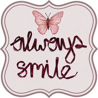 Always Smile Butterfly Motivational Graphic PNG Image