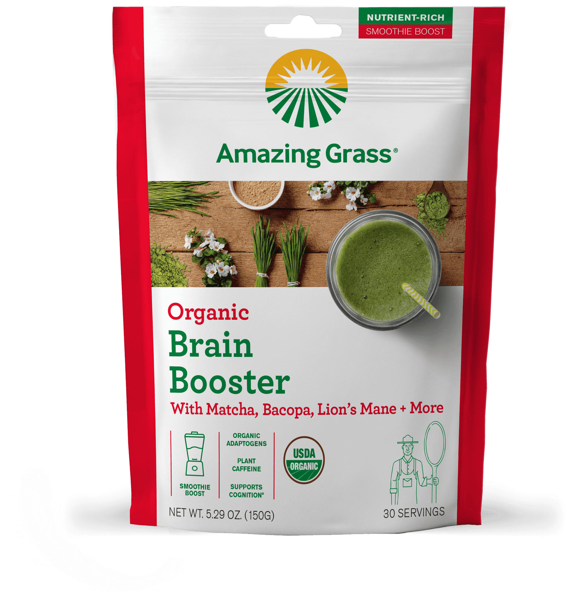 Amazing Grass Organic Brain Booster Smoothie Mix PNG Image