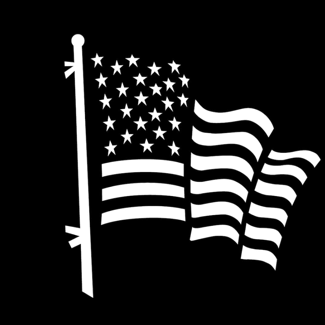 American Flag Blackand White Graphic PNG Image