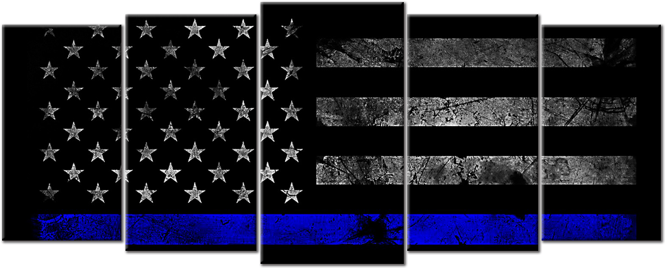 American Flag Blue Line Artistic Representation PNG Image