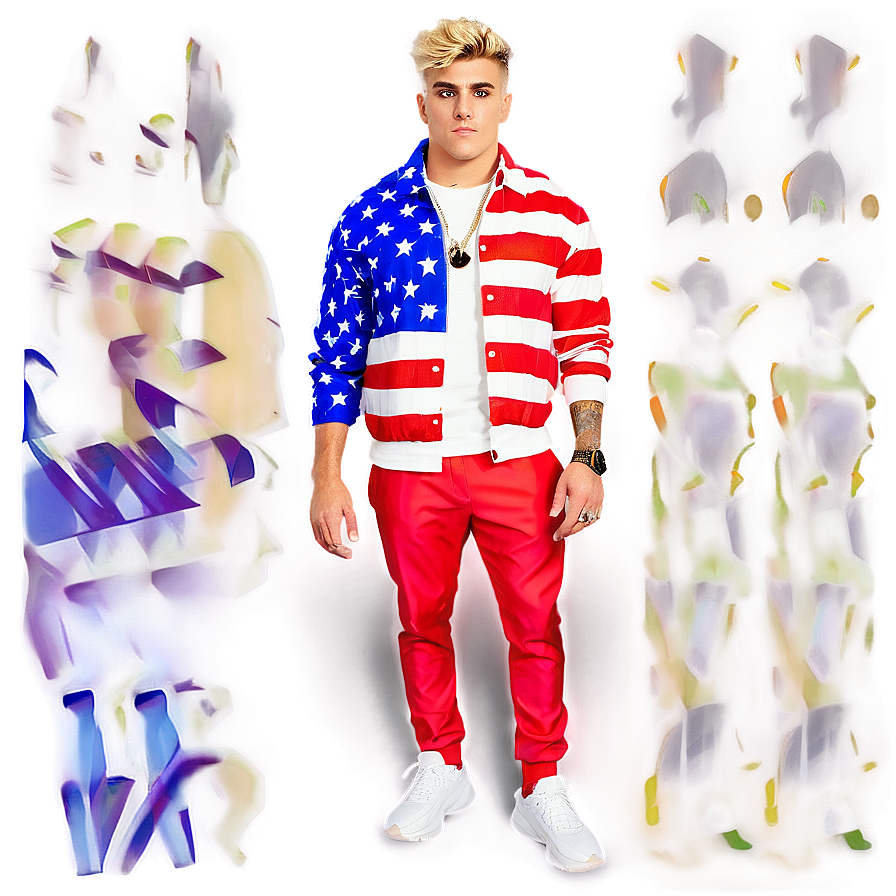 American Flag Jacket Man PNG Image