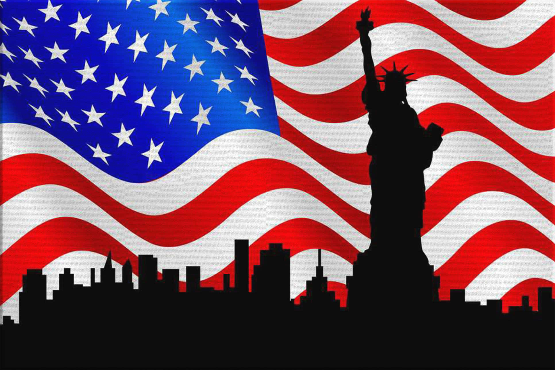 American Flag Liberty Silhouette PNG Image