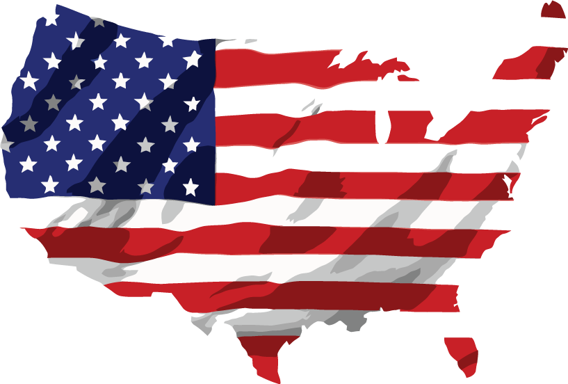 American Flag Map Distressed PNG Image