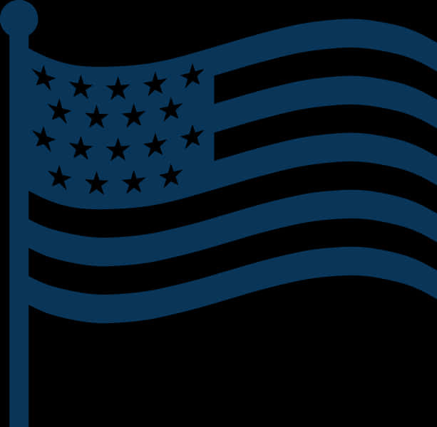 American Flag Monochrome Blue PNG Image