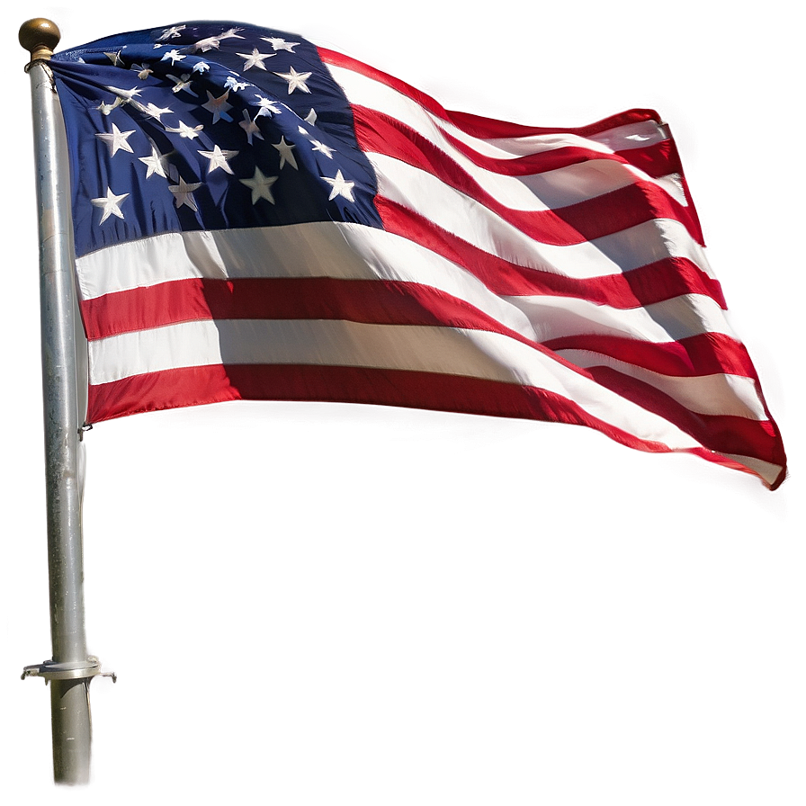 American Flag On Curved Pole Png Vxa PNG Image