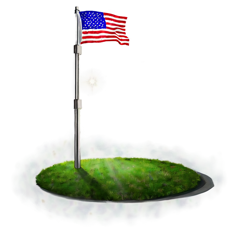 American Flag On Pole With Spotlight Png 64 PNG Image