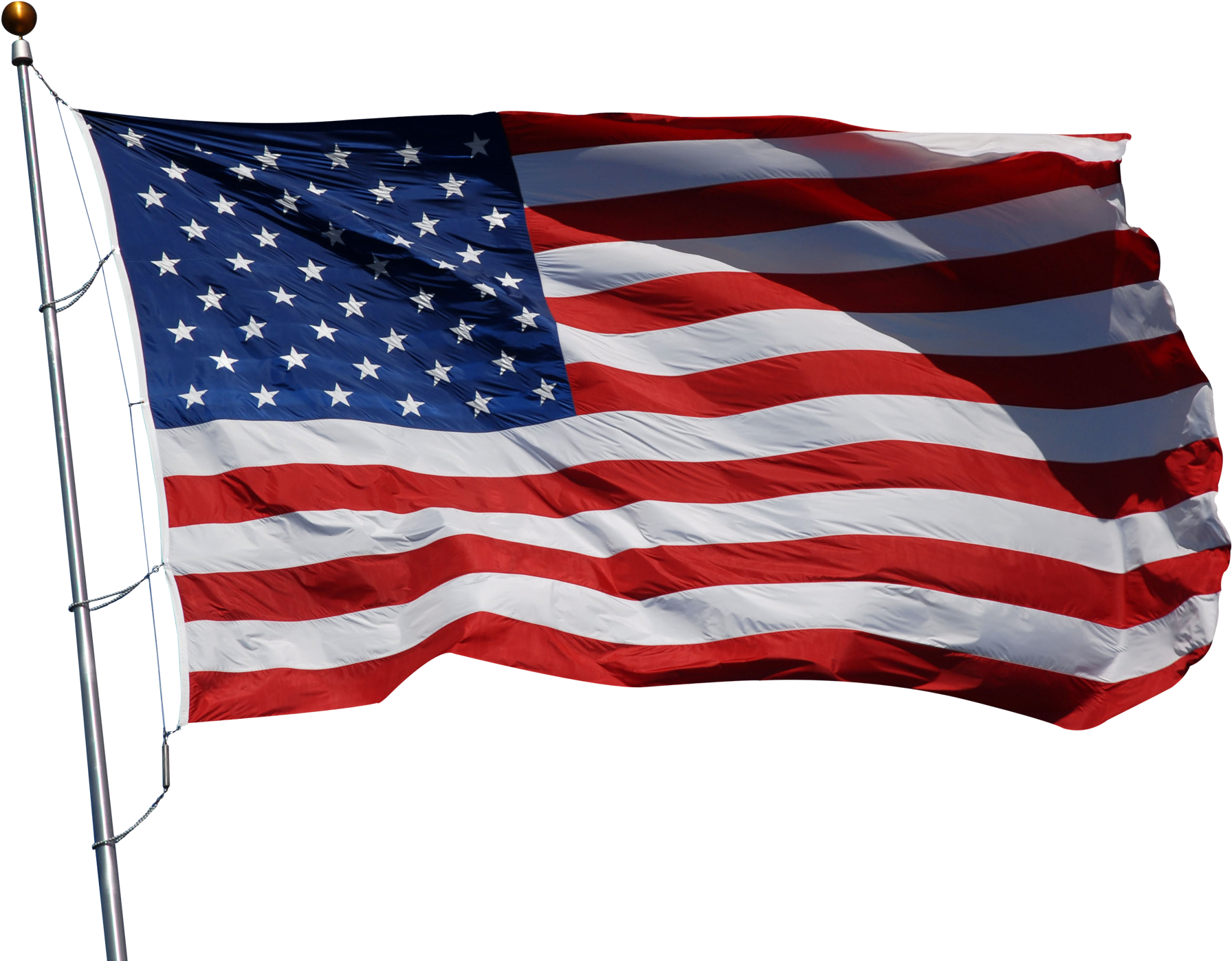 American Flag Waving Against Clear Sky PNG Image