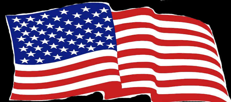 American Flag Waving Graphic PNG Image