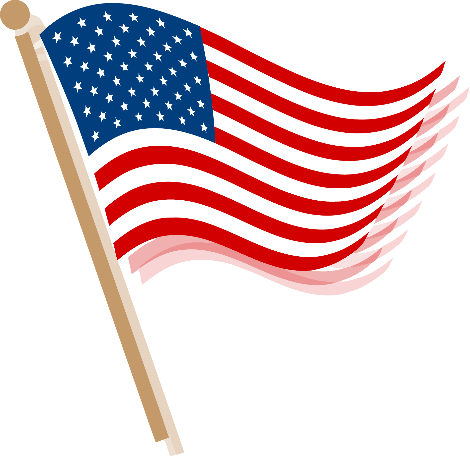 American Flag Waving Memorial Day PNG Image